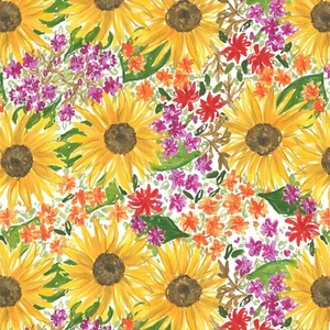 Pumpkin Spice Floral Cotton Dear Stella Fabric Sunflowers By the Yard - Picture 1 of 2