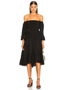 Vestido Corto NATALIE MARTIN Boho Mesa Con Volantes Seda Campesino L Negro $219 - Imagen 1 de 13