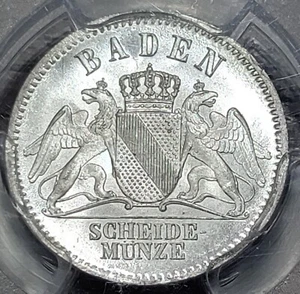 Baden (Germany) 3 Kreuzer 1867  PCGS **MS68** TOP POP SOLO FINEST.  READ - Picture 1 of 3