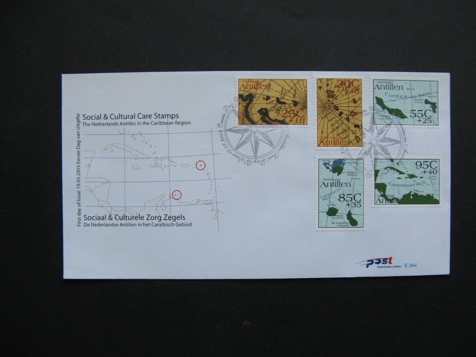 NETHERLANDS ANTILLES, cover FDC 2003, maps of the Antilles - Image 1 of 1