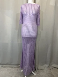 Joseph Pointelle Mix Knit Mesh Maxi Periwinkle Resort Kaftan Dress RRP£345 E140 - Picture 1 of 12