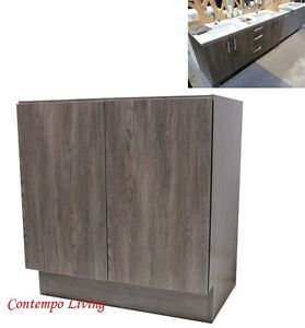 36" European Style Bathroom Vanity Double Door Cabinet Base Grey Cotton Pattern 