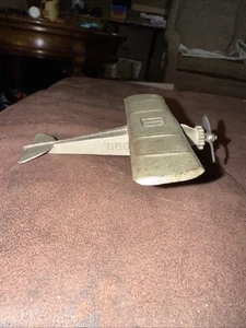 Vintage 1930s Tootsietoy UX 214 Aero Dawn Silver Toy Plane Metal Wheels READ - Picture 1 of 7