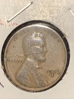1936-S Lincoln Wheat Cent Retained Lamination Mint Error Across Obv. Attractive - Image 1 of 4