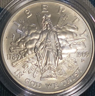 Bicentennial ofthe Congress 1989-D Silver Commemorative Dollar Uncirculated Coin - Image 1 of 2