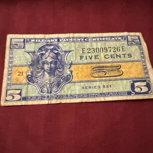 US Military Payment Certificate 5 Cents 1951 - 1954 - Picture 1 of 2