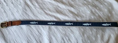 Leather Man Ltd. Belt Fish Cotton Leather Size 48" Made In U.S. - Image 1 of 4