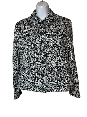 Jones New York 4 Pocket Button Blazer Jacket Women Medium Long Sleeves Floral - Image 1 of 4