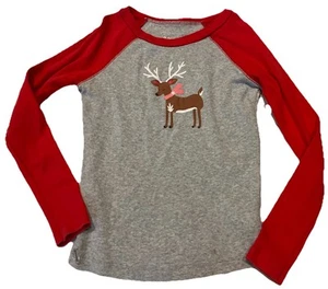 American Girl Reindeer Christmas Long Sleeve T-shirt Pajama Top Size 10 - Picture 1 of 6