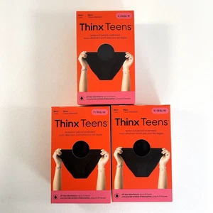Thinx Teenager 3er-Set ganztägig saugfähig S/P Größe 9/10 Bikini Periodenunterwäsche schwarz - Bild 1 von 14