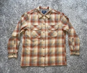 Women's Tan Rust Plaid Pendleton Boyfriend Shirt Size Small NWOT - Picture 1 of 3