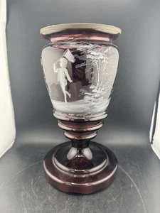 Antqiue Mary Gregory Amethyst Purple Glass Hand Painted Read** Excellent  - Picture 1 of 14