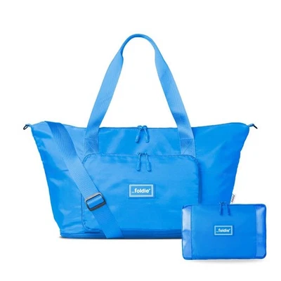 The Foldie Unisex Adults Zip Closure Foldable Travel Bag 40L Azure Blue One Size - Image 1 of 4