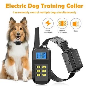 Elektrisches Hundetraining Halsband Wiederaufladbar Schock Anti Bellen Fernbedienung 3 Hunde - Bild 1 von 18