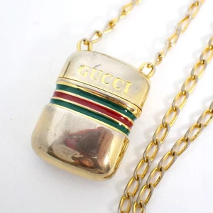 Auténtico Antiguo Gucci Italia Jerez Perfume Botella Collar Colgante Tono Dorado Bueno  - Imagen 1 de 8
