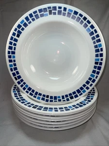 Corelle Precious Colours Sapphire Blue CORNING 10.5” Flat Rim Pasta Soup Bowls-8 - Picture 1 of 7