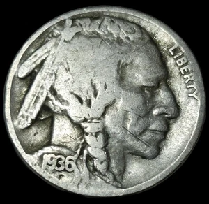 Collectible US Coin 1936 S Buffalo Nickel (Indian Head Nickel) (10) - Picture 1 of 5