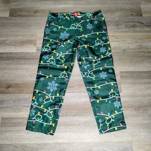 Pantalones de Navidad Hombres Grandes 38 31 Verde Luces de Navidad Fiesta Feo Diversión Kitschy - Imagen 1 de 7