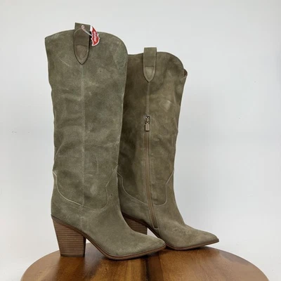 Botas impermeables de tacón alto de gamuza verde oliva rubias Wylde para mujer talla 8,5 M Foto 1 de 4