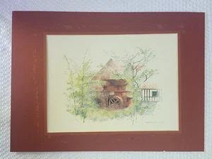 Vintage Aquarell von Mads Stage Borkop Vandmolle signierter Druck mit matt OHNE Rahmen - Bild 1 von 10