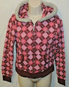 Felpa con cappuccio Le TIGRE rosa a quadri full zip taglia media - Foto 1 di 4