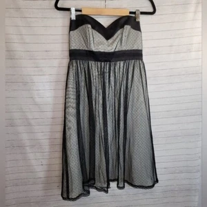 WHITE HOUSE BLACK MARKET STRAPLESS BLACK LACE OVERLAY MINI DRESS, SZ 6 - Picture 1 of 14