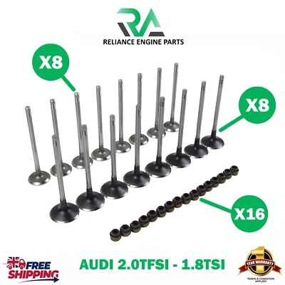 AUDI 2.0 TFSI INLET AND EXHAUST VALVES WITH VALVE STEM SEALS SET UPGRADED A4 A5 - image 1 of 4