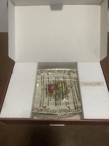 Vassoio sandwich Lenox Williamsburg bosso e pino pigna agrifoglio nuovo con scatola 13" x 7,75 - Foto 1 di 4