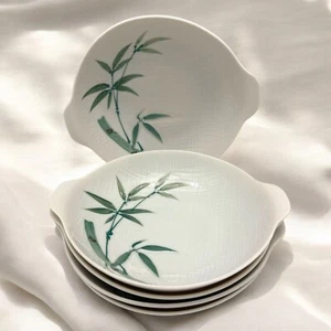 Set of 5 Japan BAMBOO TEXTURED China Hand Painted 7.5" SOUP BOWLS Five - Picture 1 of 5