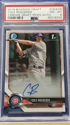 Cole Roederer - 2018 Bowman Chrome Draft Autograph   PSA 8   - Image 1 of 2