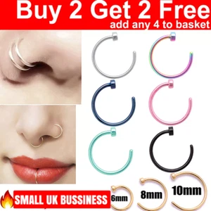 Anillo de nariz de acero quirúrgico anillos de nariz falsos aro labio nariz anillos pequeño piercing delgado - Imagen 1 de 12