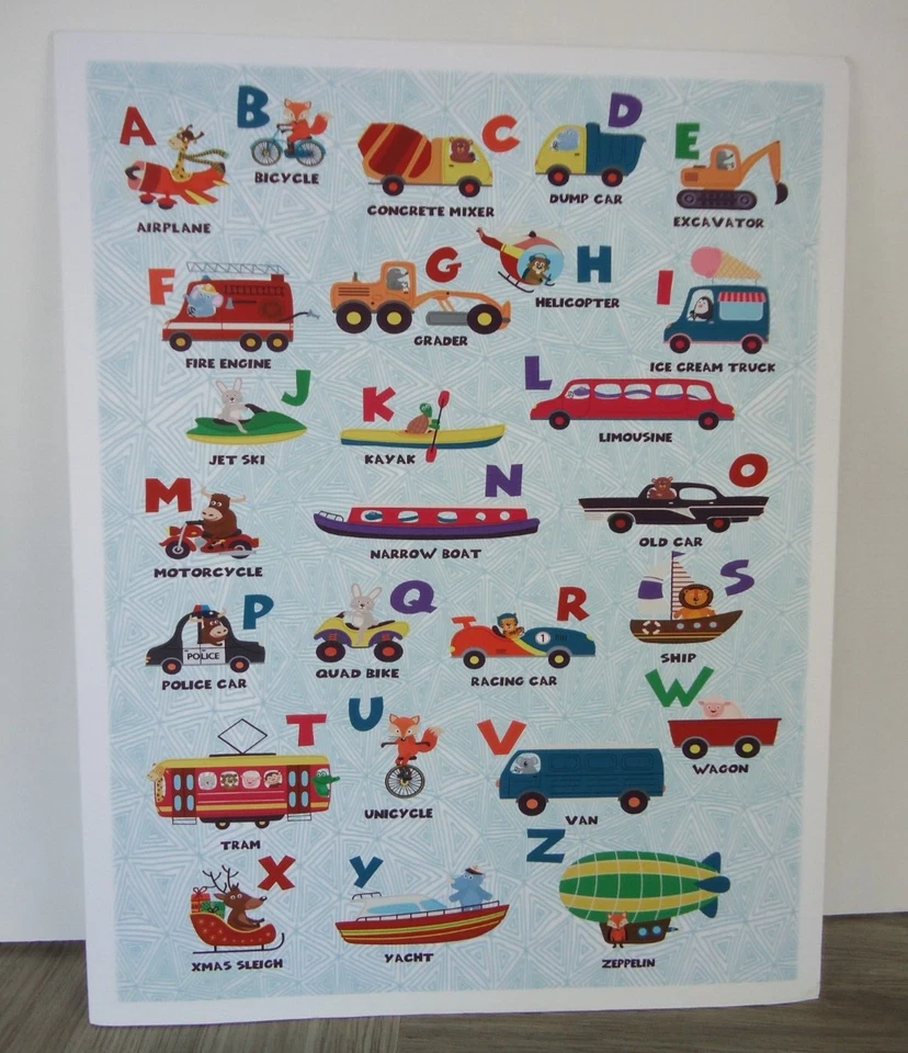 Impresión del alfabeto colorido decoración infantil tren barco coche excavadora motocicleta Foto 1 de 4