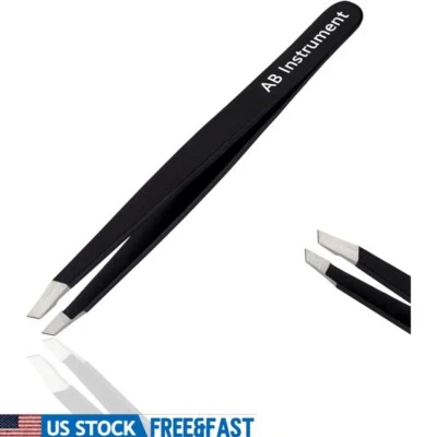 Slant Pointed Tweezers Eyebrows Ingrown Hair Removal Facial Hair Plucking New - Image 1 of 4