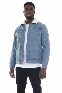 Abrigo de mezclilla Sherpa cuello de lana Borg para hombre Brave Soul chaqueta de camionero occidental - Imagen 1 de 3