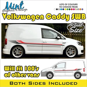 VW CADDY Side Stripes SPORT LINE Decals Stickers Van Graphics FREE P&P 027 - Picture 1 of 4