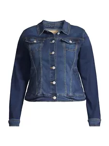 NWT $108 Blue Denim Plus Size Trucker Jacket Size 2X - Picture 1 of 4