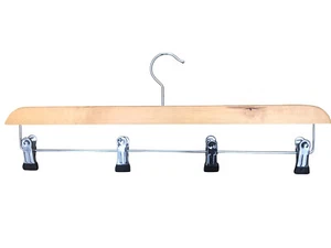 Wood Kilt Hanger with Clips Heavy Duty Also for Leathers Uniforms Curtains etc. - Picture 1 of 5