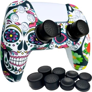 PS5 Controller Skin | Silicone Protector Cover Sugar Skull Skin + 8 Grip Caps - Picture 1 of 4