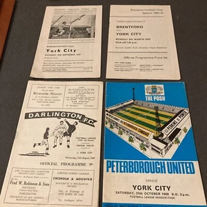 4 York City Away Programmes 1969/70 WORKINGTON PETERBOROUGH DARLINGTON BRENTFORD - Picture 1 of 1