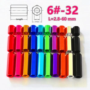 6#-32 Aluminio Anodizado Hexagonal Separador Espaciador Hexagonal Tuerca Larga Rosca Hembra - Imagen 1 de 11
