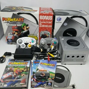 Nintendo Gamecube Platinum Mario Kart Double Dash Console Bundle - Authentic - Picture 1 of 24