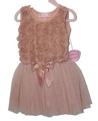 Nuevo VESTIDO TUTU POPATU Rosa 3D Floral Formal Bebé Niña Infante 24 M Fiesta Ocasión Foto 1 de 4
