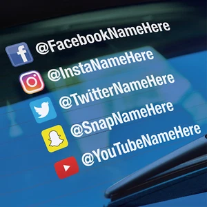1x Social Media Tag with Full Colour logo. Vehicle Window Bumper Decal Sticker - Picture 1 of 6
