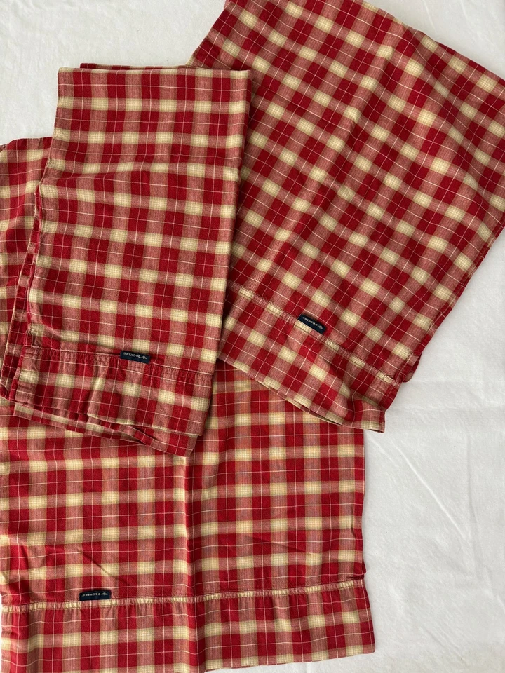 DOCKERS red cotton plaid - 2 Standard, 1 KING pillow cases - Image 1 of 1