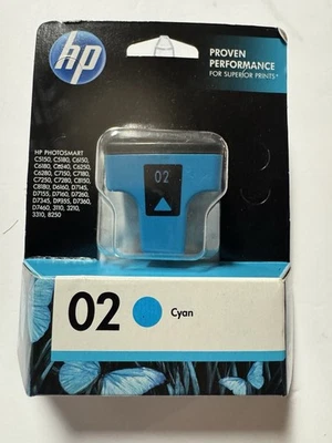HP 02 OEM Genuine HP Ink Cartridge Cyan Blue New in Sealed Box - Exp 07/2013 - Image 1 of 4