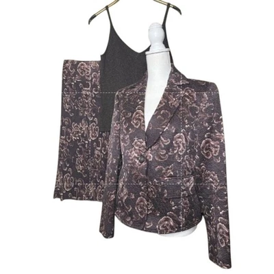 Ellen Tracy Linda Allard Size Medium 3 Pc Suit Plum Brown Skirt Quilted Jacket - Image 1 of 4