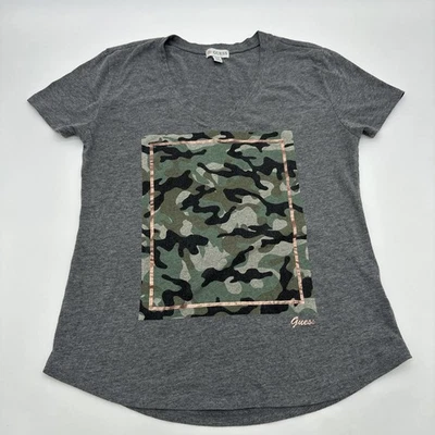 Camiseta Guess Mujer X-Pequeña Estampado Gráfico Logo Gris Cuello en V..#34568 Foto 1 de 4