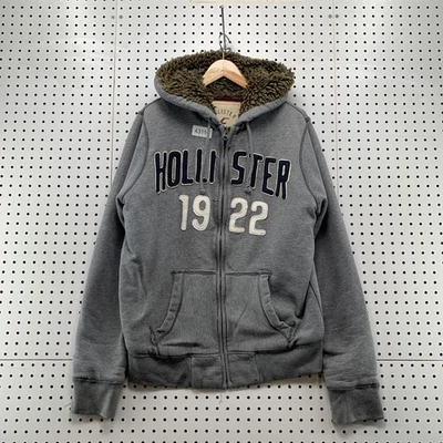 Sudadera con Capucha Forrada Y2K Hollister Deep Pile De Colección Para Hombres Grande Gris Pesado Foto 1 de 4