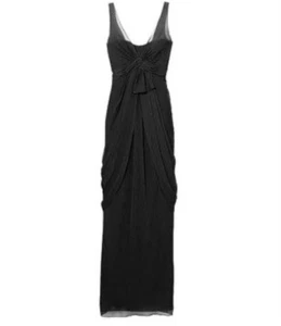 Vera Wang White Dress Plus 18 Black Chiffon Wedding Bridesmaid Formal Gown Sheer - Picture 1 of 10