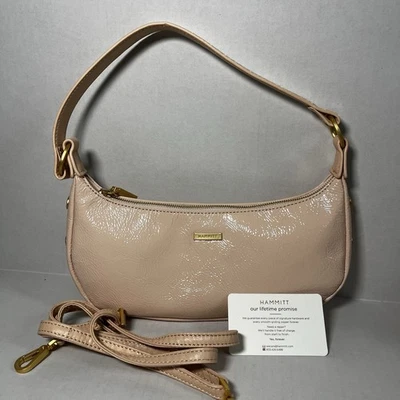 Bandolera-Bolso de hombro Hammitt Becker pequeño de cuero dorado cepillado rosa champán Foto 1 de 4